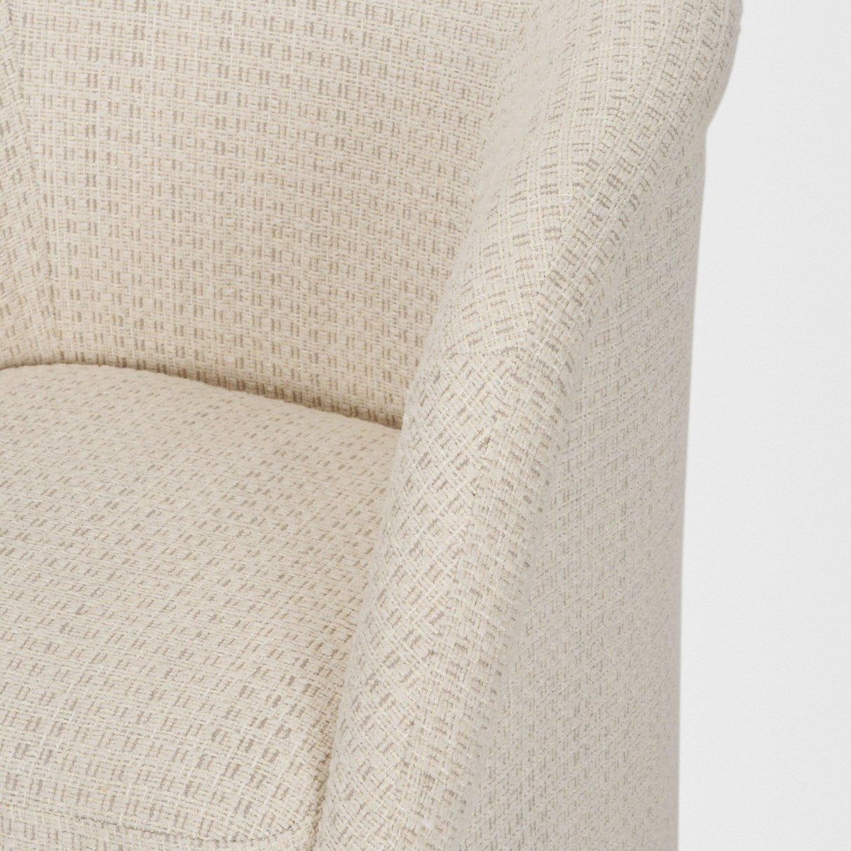 Mercana Curtis Cream Fabric Barrelback Half-Moon Base Dining Armchair