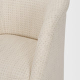 Mercana Curtis Cream Fabric Barrelback Half-Moon Base Dining Armchair