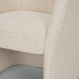 Mercana Curtis Cream Fabric Barrelback Half-Moon Base Dining Armchair
