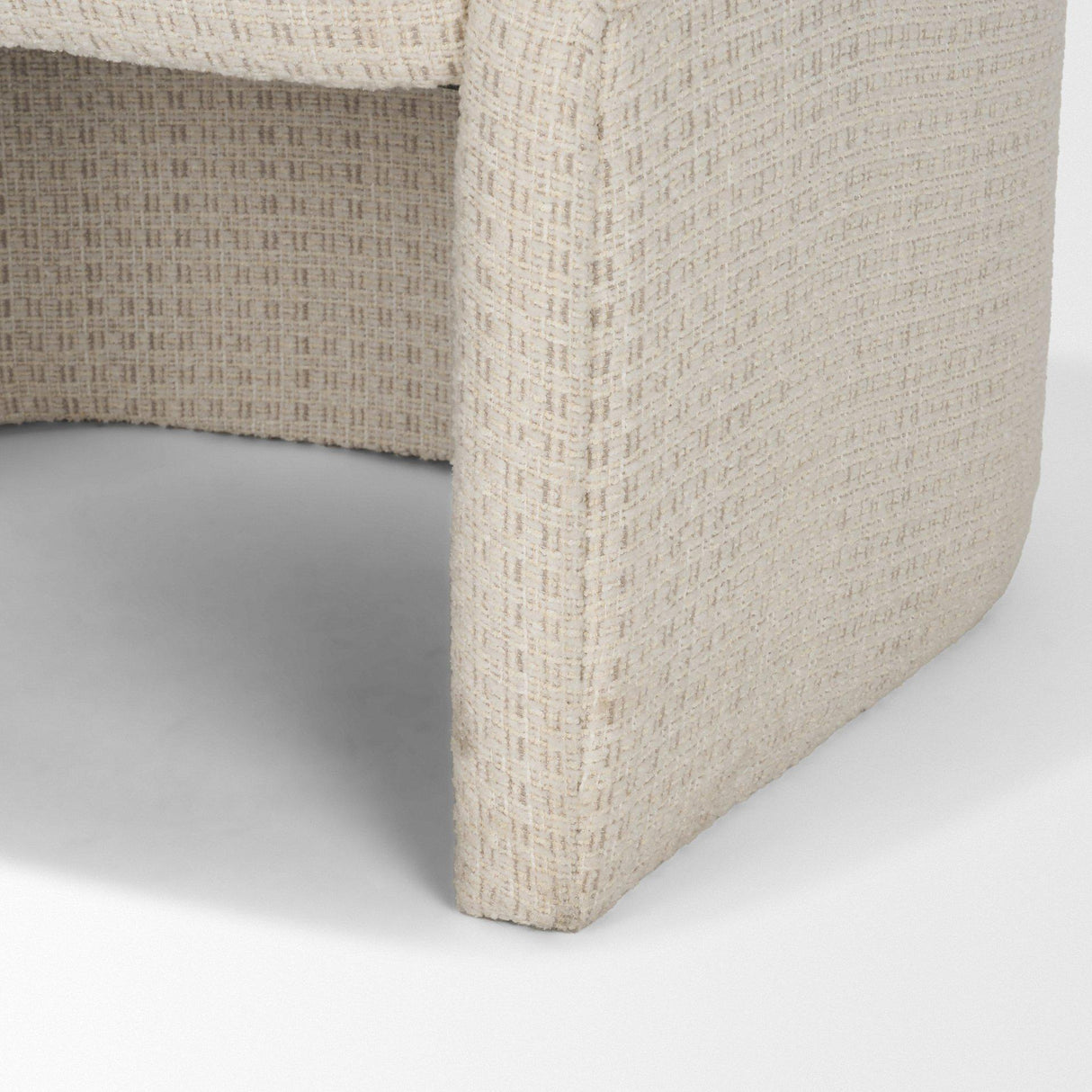 Mercana Curtis Cream Fabric Barrelback Half-Moon Base Dining Armchair