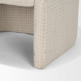Mercana Curtis Cream Fabric Barrelback Half-Moon Base Dining Armchair