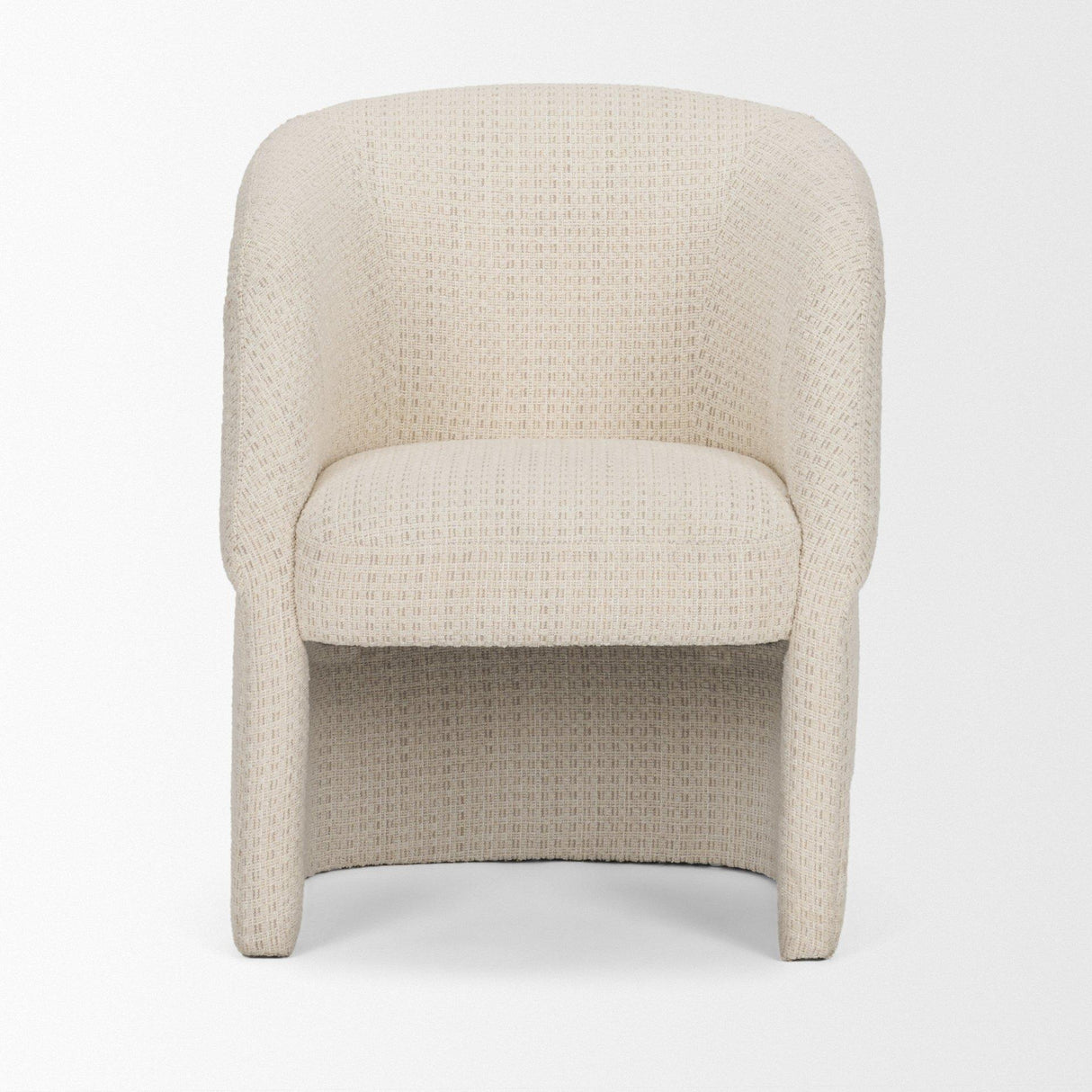 Mercana Curtis Cream Fabric Barrelback Half-Moon Base Dining Armchair