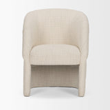 Mercana Curtis Cream Fabric Barrelback Half-Moon Base Dining Armchair