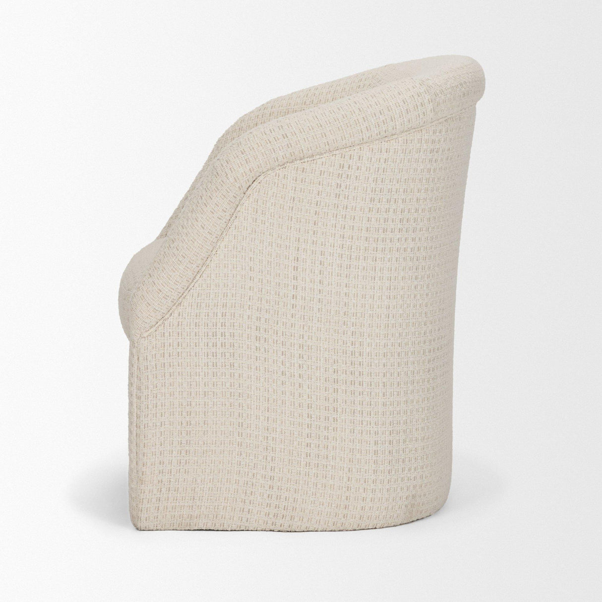 Mercana Curtis Cream Fabric Barrelback Half-Moon Base Dining Armchair