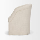 Mercana Curtis Cream Fabric Barrelback Half-Moon Base Dining Armchair