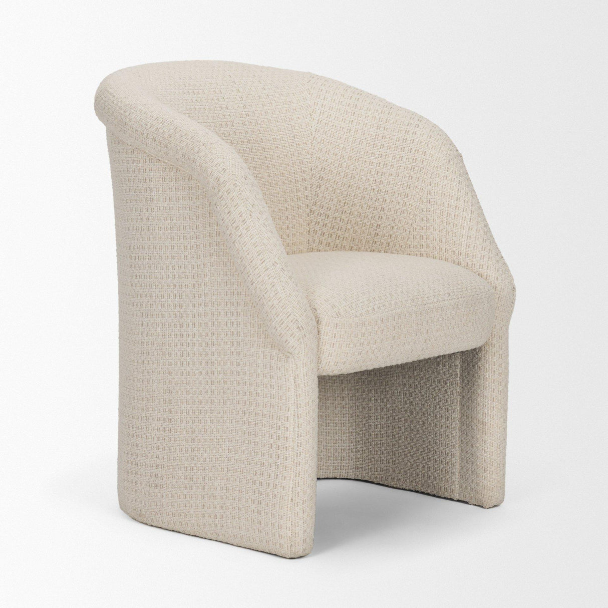 Mercana Curtis Cream Fabric Barrelback Half-Moon Base Dining Armchair