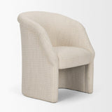 Mercana Curtis Cream Fabric Barrelback Half-Moon Base Dining Armchair