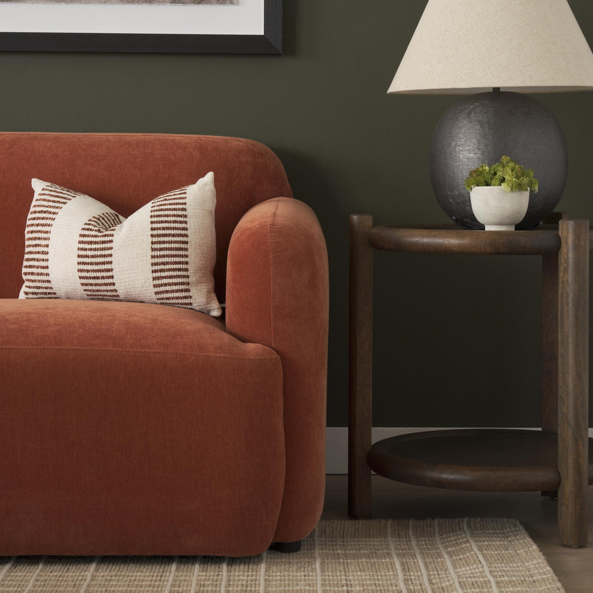 Mercana Saga Stonewashed Rust Chenille Fabric 3 Seater Sofa