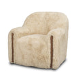 Mercana Huntley Cream Faux Fur Fabric Swivel Accent Chair