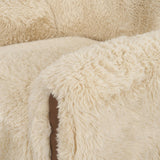 Mercana Huntley Cream Faux Fur Fabric Swivel Accent Chair