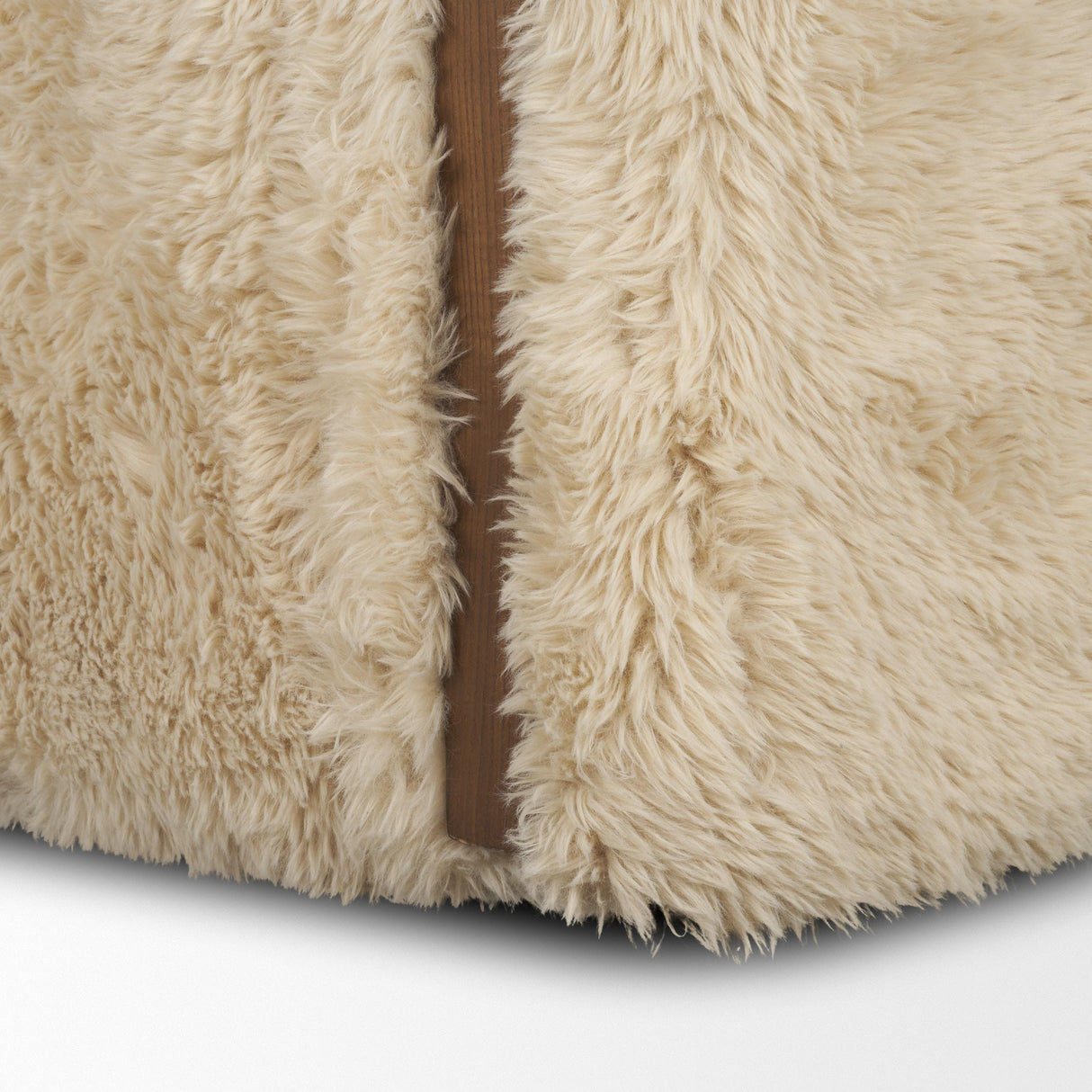 Mercana Huntley Cream Faux Fur Fabric Swivel Accent Chair