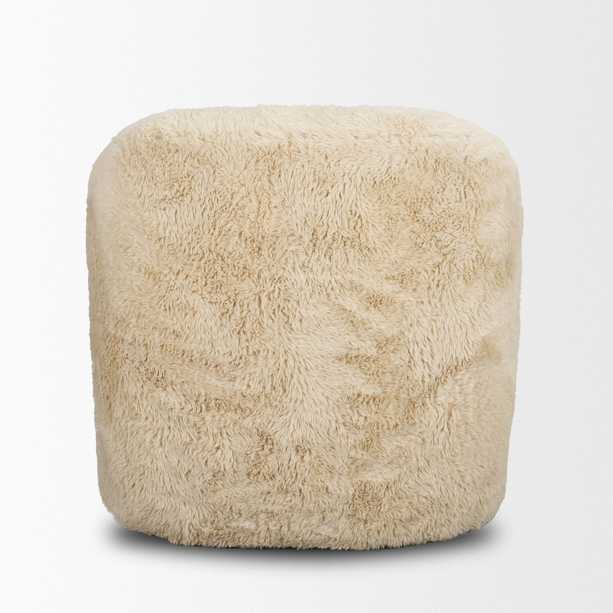 Mercana Huntley Cream Faux Fur Fabric Swivel Accent Chair