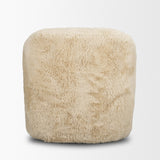 Mercana Huntley Cream Faux Fur Fabric Swivel Accent Chair