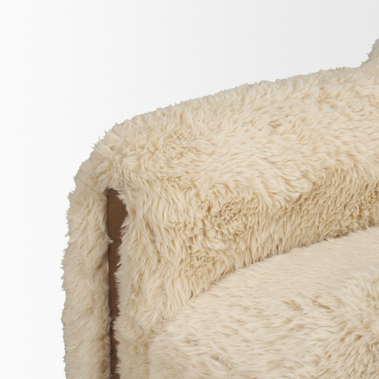 Mercana Huntley Cream Faux Fur Fabric Swivel Accent Chair