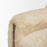 Mercana Huntley Cream Faux Fur Fabric Swivel Accent Chair