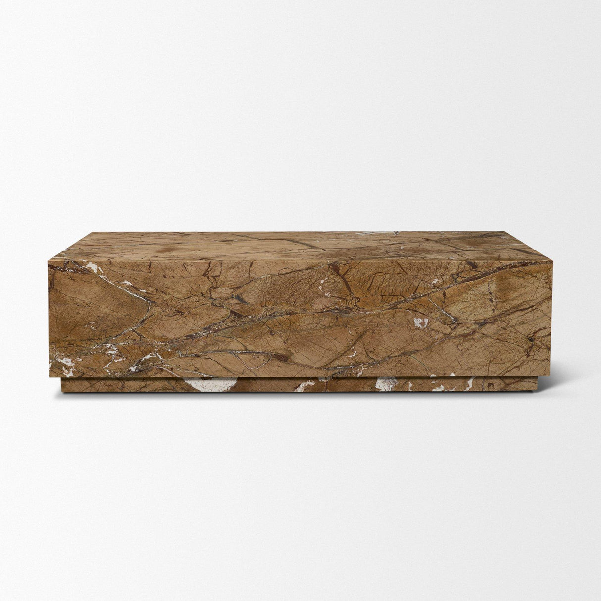 Mercana Matteo Solid Rainforest Rust Marble Rectangular Coffee Table