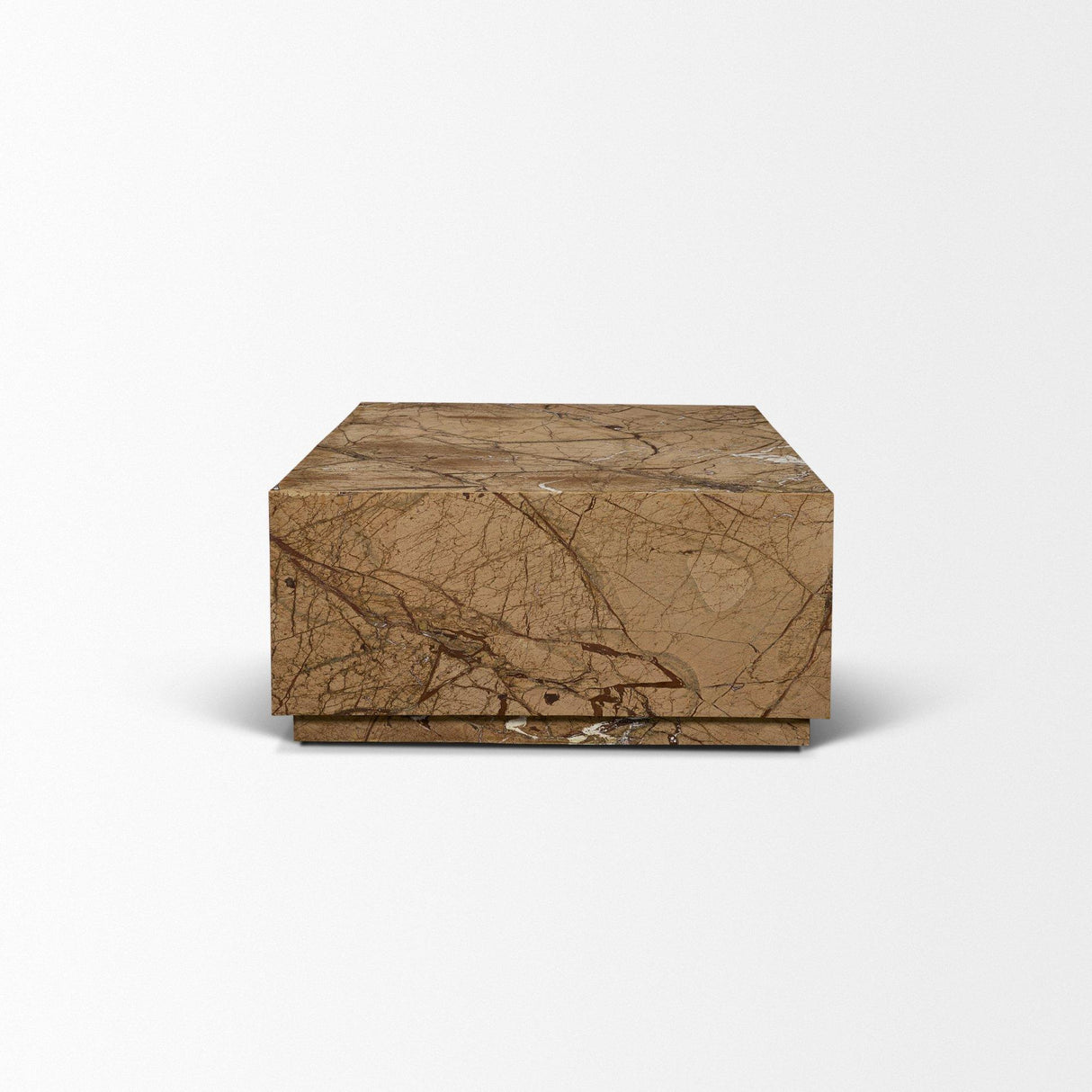 Mercana Matteo Solid Rainforest Rust Marble Rectangular Coffee Table
