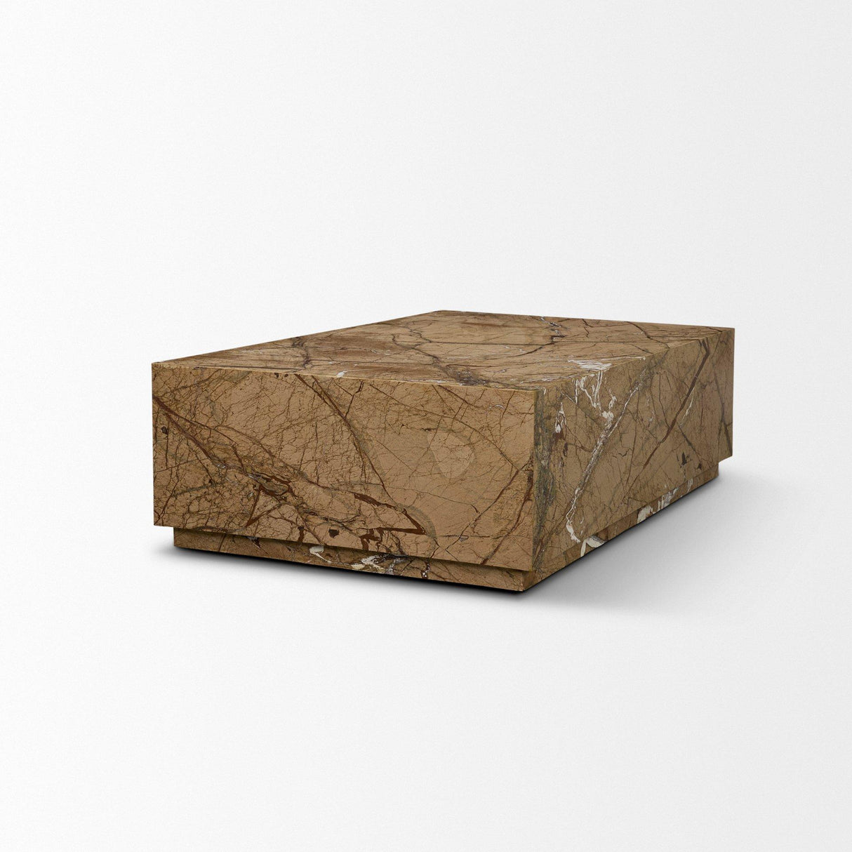 Mercana Matteo Solid Rainforest Rust Marble Rectangular Coffee Table