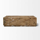 Mercana Matteo Solid Rainforest Rust Marble Rectangular Coffee Table