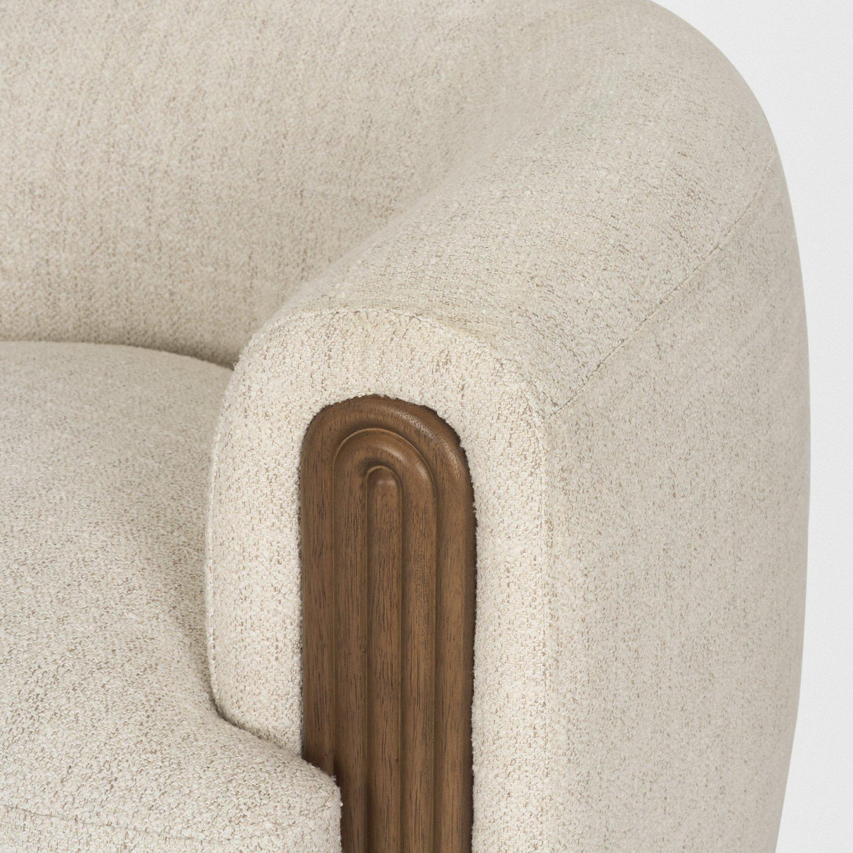 Mercana Kornelia Soft Oatmeal Fabric Barrel Accent Chair