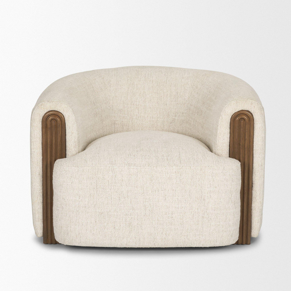 Mercana Kornelia Soft Oatmeal Fabric Barrel Accent Chair
