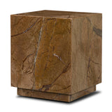 Mercana Matteo Solid Rainforest Rust Marble Square Side Table
