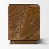 Mercana Matteo Solid Rainforest Rust Marble Square Side Table