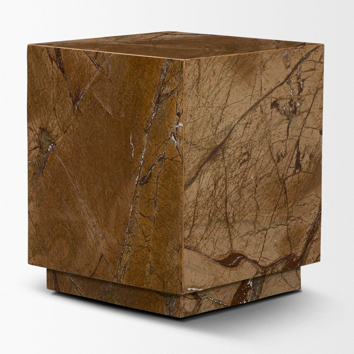 Mercana Matteo Solid Rainforest Rust Marble Square Side Table