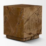Mercana Matteo Solid Rainforest Rust Marble Square Side Table