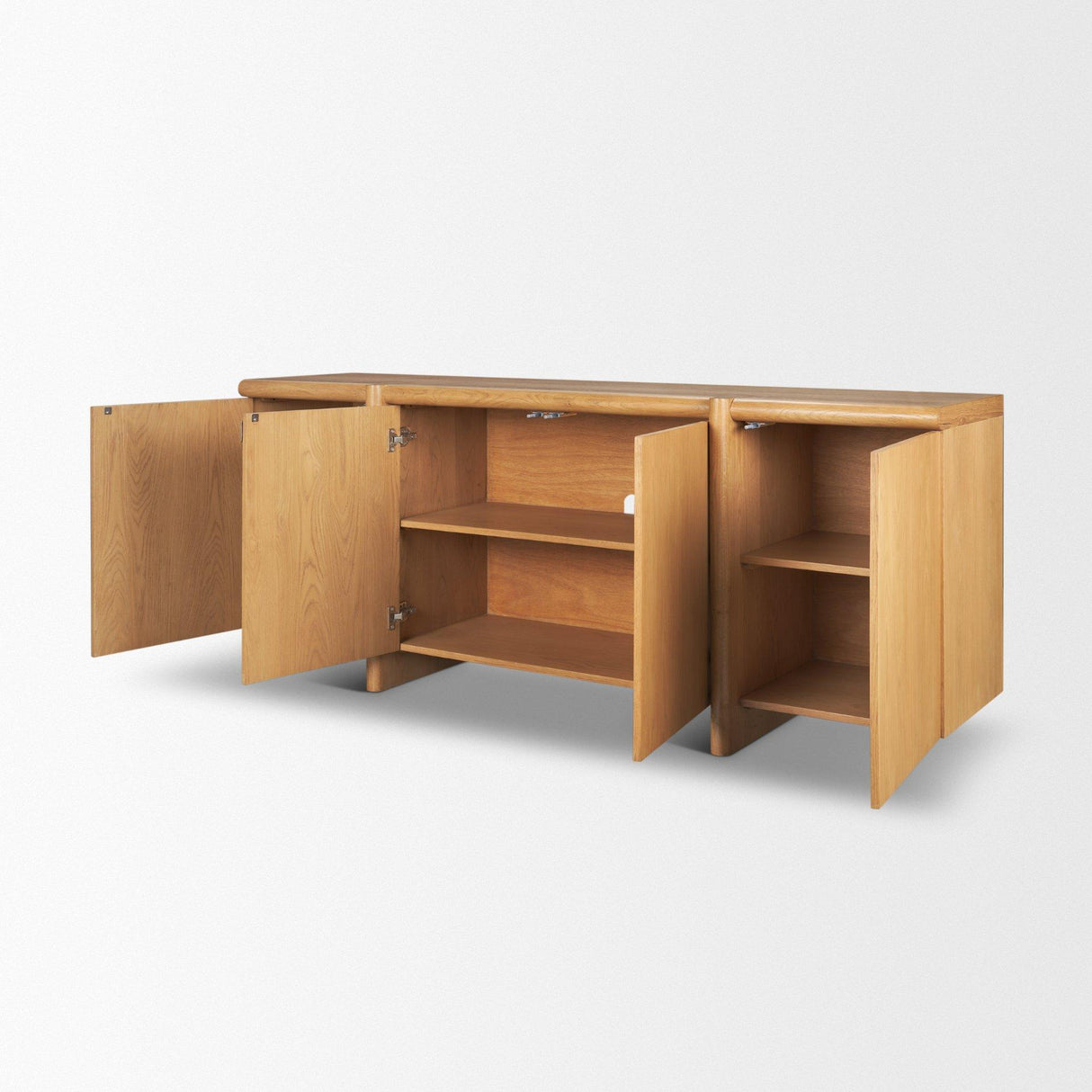 Mercana Rowan Light Brown Oak Wood Closed 4 Door Sideboard