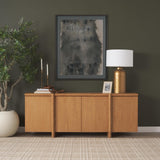 Mercana Rowan Light Brown Oak Wood Closed 4 Door Sideboard