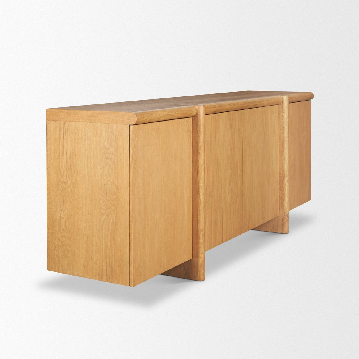 Mercana Rowan Light Brown Oak Wood Closed 4 Door Sideboard