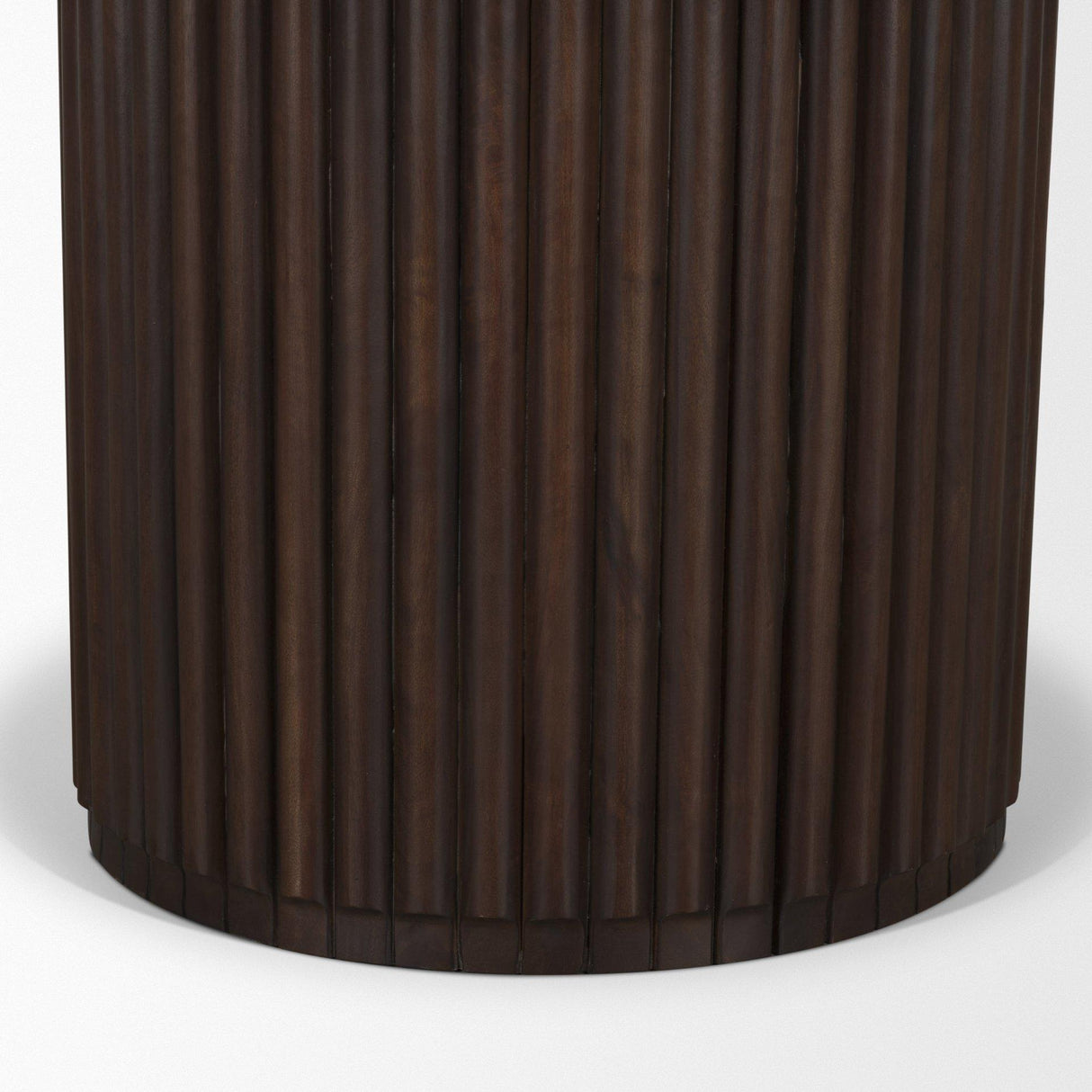 Mercana Marbrello 60" Pink Marble Top Espresso Brown Fluted Wood Round Dining Table