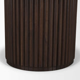Mercana Marbrello 60" Pink Marble Top Espresso Brown Fluted Wood Round Dining Table