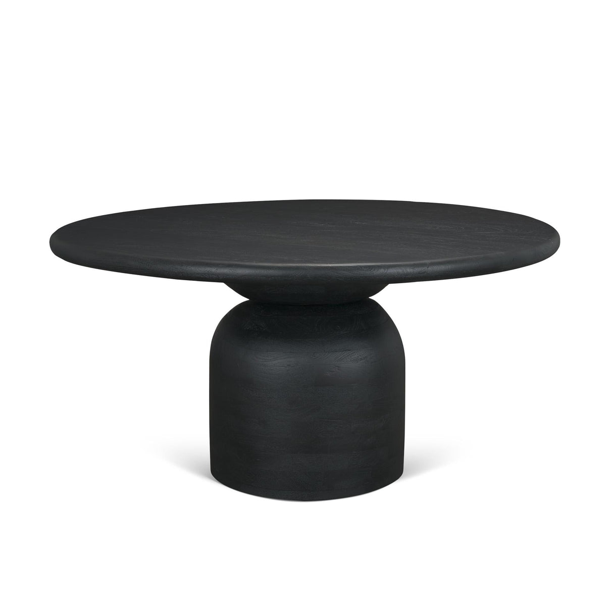 Mercana Atlas 60" Black Wood Stacked Pedestal Base Round Dining Table