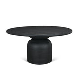 Mercana Atlas 60" Black Wood Stacked Pedestal Base Round Dining Table