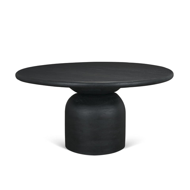 Mercana Atlas 60" Black Wood Stacked Pedestal Base Round Dining Table