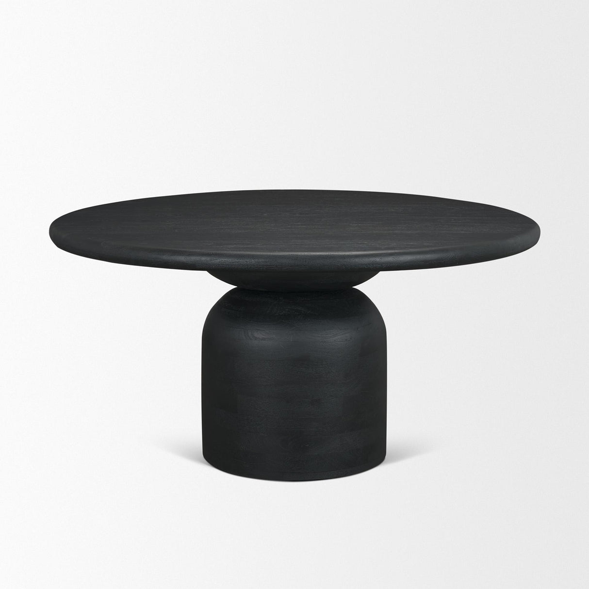 Mercana Atlas 60" Black Wood Stacked Pedestal Base Round Dining Table