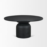 Mercana Atlas 60" Black Wood Stacked Pedestal Base Round Dining Table