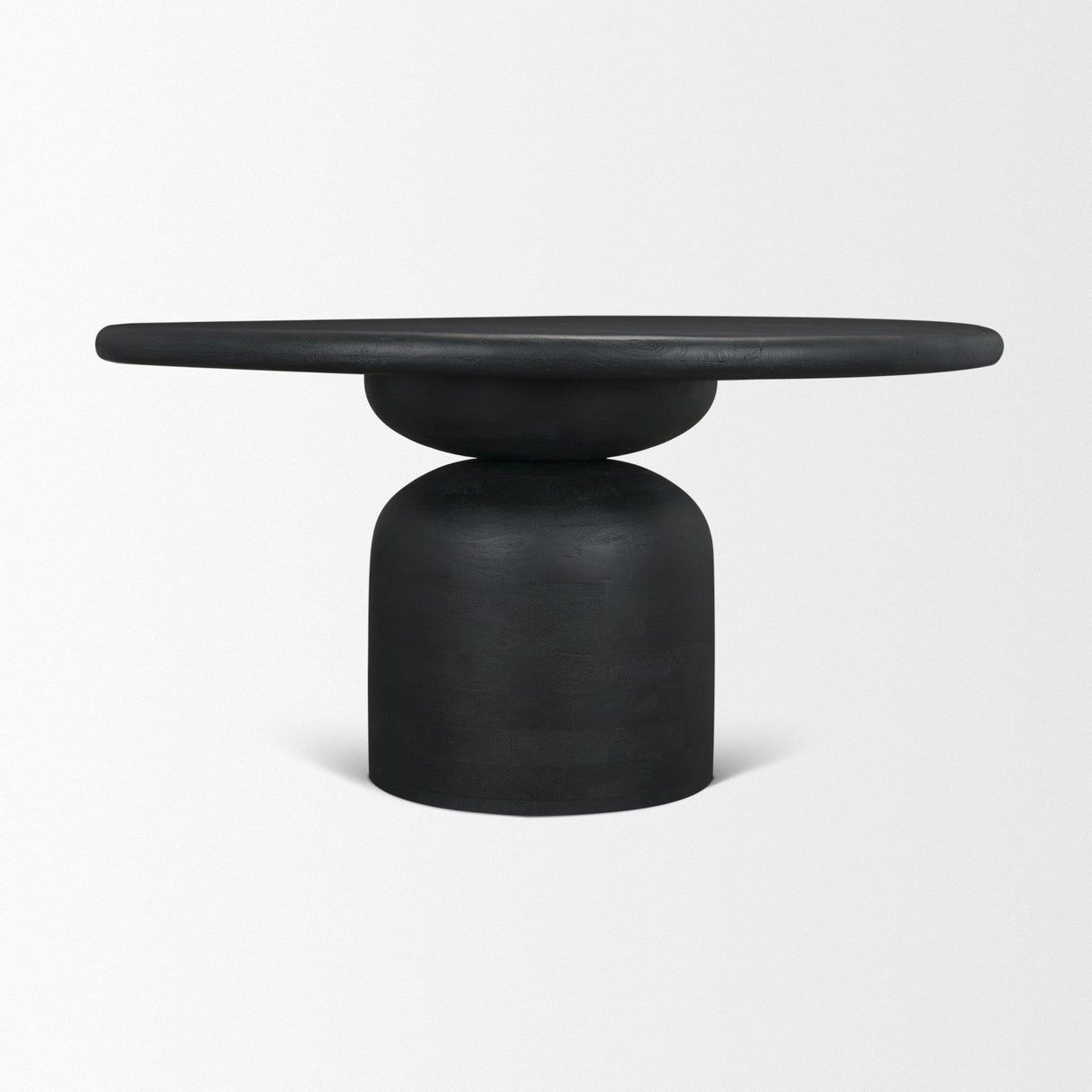 Mercana Atlas 60" Black Wood Stacked Pedestal Base Round Dining Table