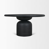 Mercana Atlas 60" Black Wood Stacked Pedestal Base Round Dining Table