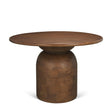 Mercana Atlas 42" Warm Mid-Brown Wood Stacked Pedestal Base Round Dining Table