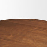 Mercana Atlas 42" Warm Mid-Brown Wood Stacked Pedestal Base Round Dining Table