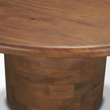 Mercana Atlas 42" Warm Mid-Brown Wood Stacked Pedestal Base Round Dining Table