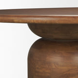 Mercana Atlas 42" Warm Mid-Brown Wood Stacked Pedestal Base Round Dining Table