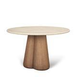 Mercana Marilyn 48" Botticino Marble W/ Light Brown Wood Base Dining Table