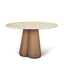 Mercana Marilyn 48" Botticino Marble W/ Light Brown Wood Base Dining Table