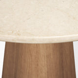 Mercana Marilyn 48" Botticino Marble W/ Light Brown Wood Base Dining Table