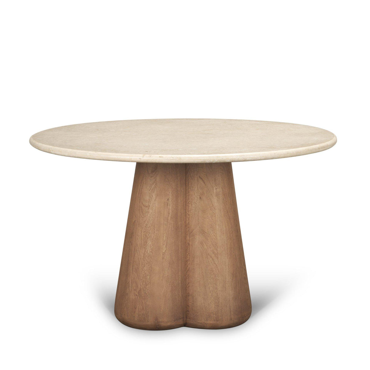 Mercana Marilyn 48" Botticino Marble W/ Light Brown Wood Base Dining Table