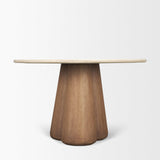 Mercana Marilyn 48" Botticino Marble W/ Light Brown Wood Base Dining Table